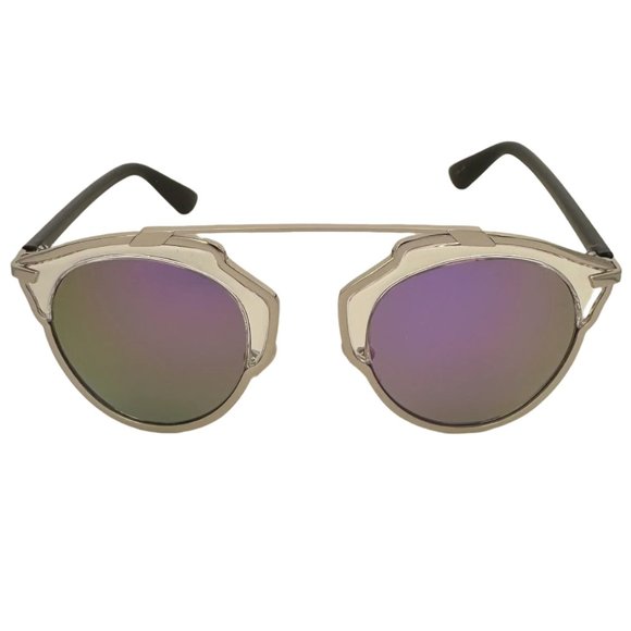 6002 | Purple Mirror Lens Round Sunglasses - Picture 1 of 3